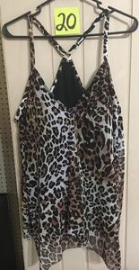 Ruffled swim top animal print size 20